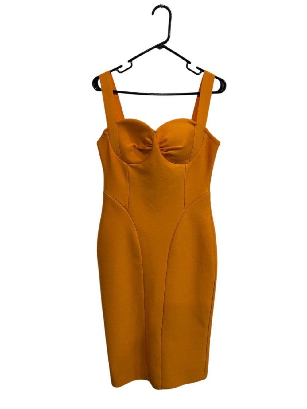 Fashion Nova Large Orange Bodycon Midi Dress Sweetheart Neckline Statement Style